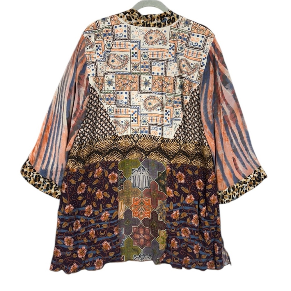 John Mark Embroidered Patchwork Block Open Front … - image 5